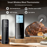Meat Thermometer Wireless Bluetooth Probe with WiFi Unlimited Range Support APP Alarm Reminder for BBQ, Oven, Air Fryer