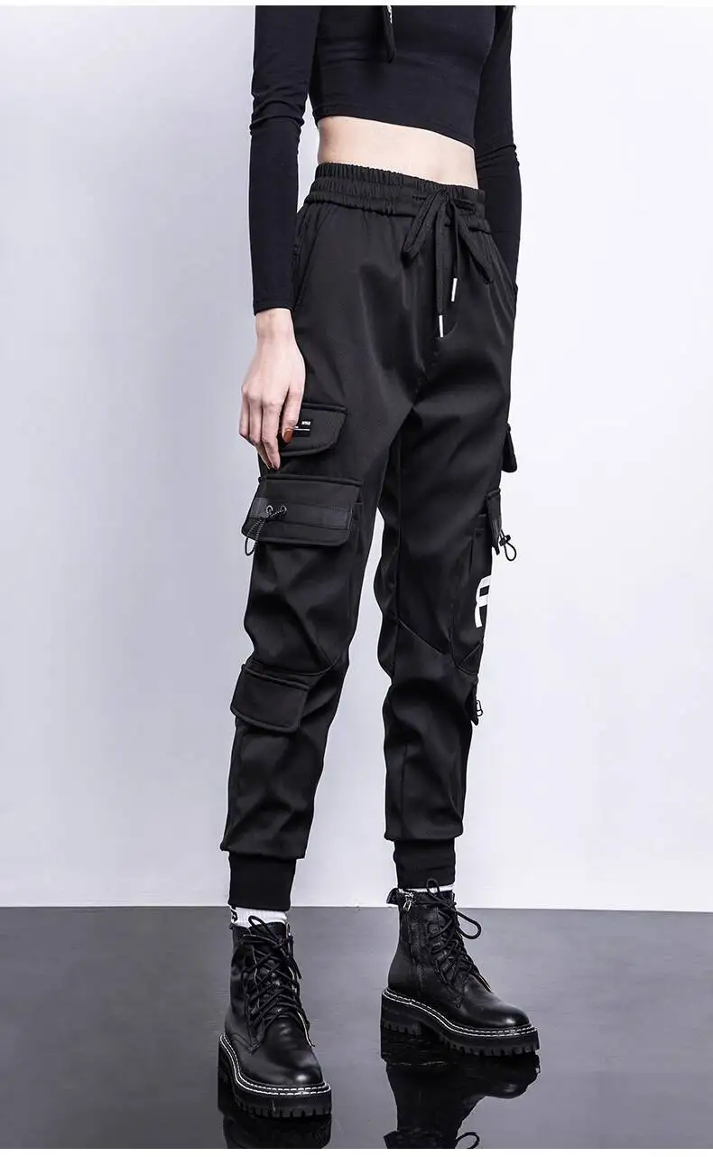 HKSH Women Tide Cargo Pants Casual Loose Trend American Pockets Safari Style Overalls High Street Foot Binding Hiking Ins HK3902