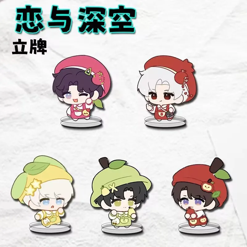 "Love and DeepSpace" Q-সংস্করণ الواقف لطيف وعالي الجودة من الأكريليك لتزيين مكتب الكتب Qi Yu، Qin Che، Li Shen