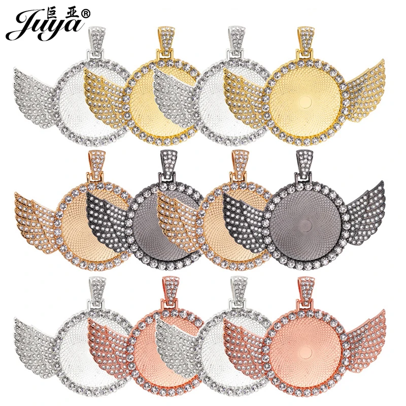 

1PCS 30mm Cabochon Base Wings Pendant Setting Diamond Bezels Tray For DIY Making Hiphop Necklaces Jewelry Accessories