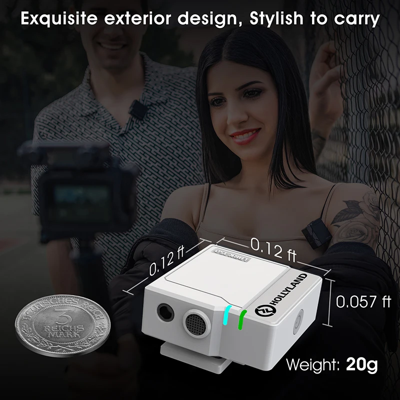 Hollyland Lark 150 DUO 2.4Ghz Microphone White Wireless Microphone For Live Interview Vlog Photography 2 Transmitter 1 Receiver