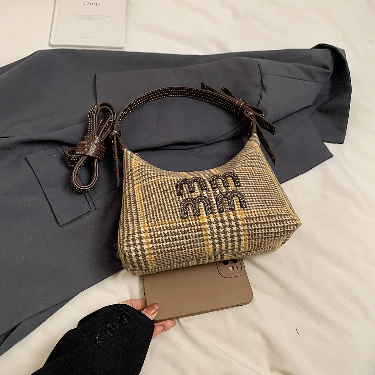 أزياء متعددة الاستخدامات للتسوق في الهواء الطلق تخزين حقائب مربعة صغيرة بسيطة عارضة جديدة المرأة منقوشة واحدة الكتف حقائب كروسبودي #4