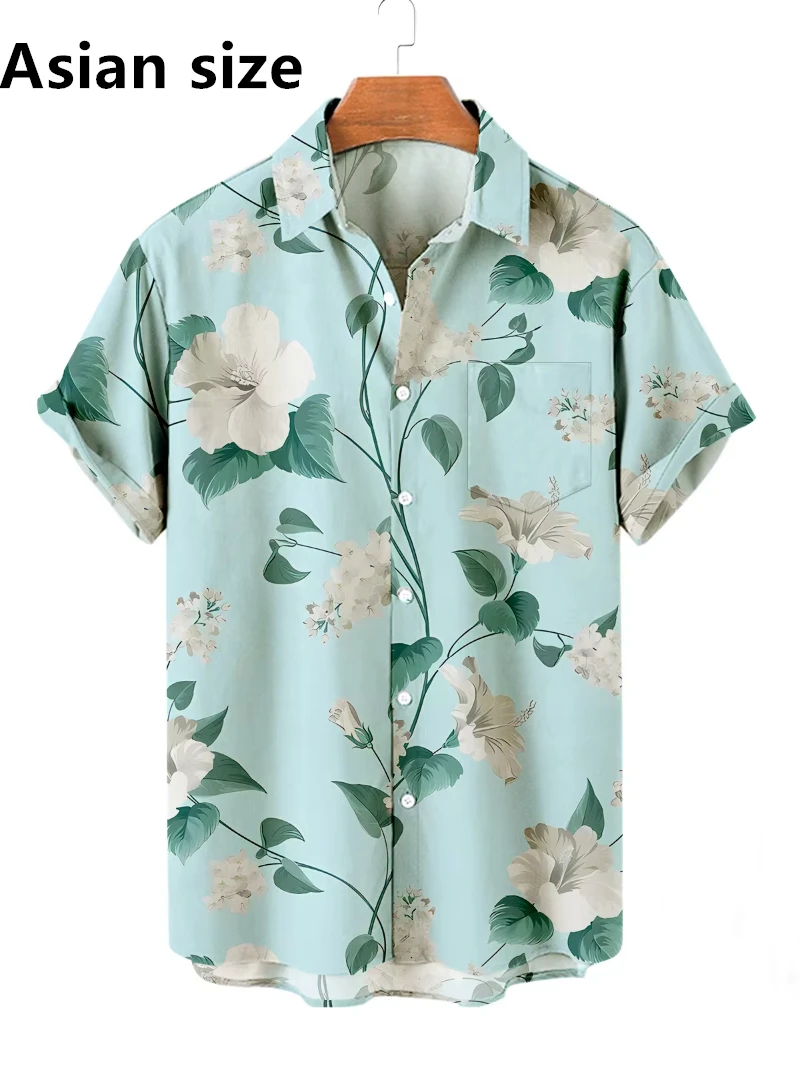 

Retro Summer Men's Flower Hawaiian Shirts Casual Vacation Short Sleeve Shirts Button Up Shirt Fashion Steetwear For Men Clothing