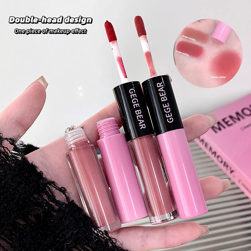 Gege Bear Multi-Effekt-Lipgloss mit zwei Enden – lebendige Farben, langanhaltendes Tragen mit feuchtigkeitsspendender Formel und vielseitigen Anwendungen