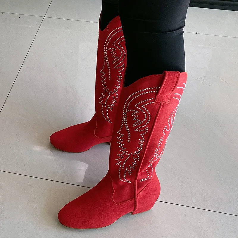 Wedopus ligne personnalisée Cowboy bottes de danse chaussures de danse femmes longue ligne bottes de danse couleur noire semelle en daim souple