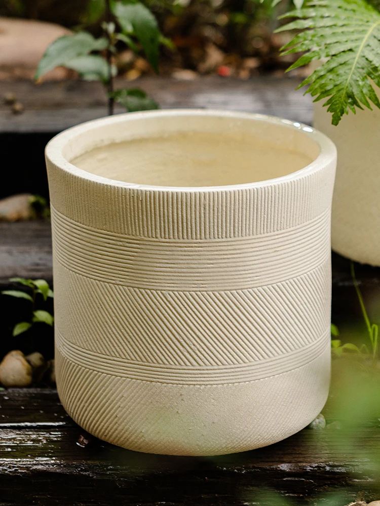 Nordic Style Large Size Magnesium Mud Flower Pot Simple Modern Creative Ceramic Imitation Living Room Floor Standing Plant Pots