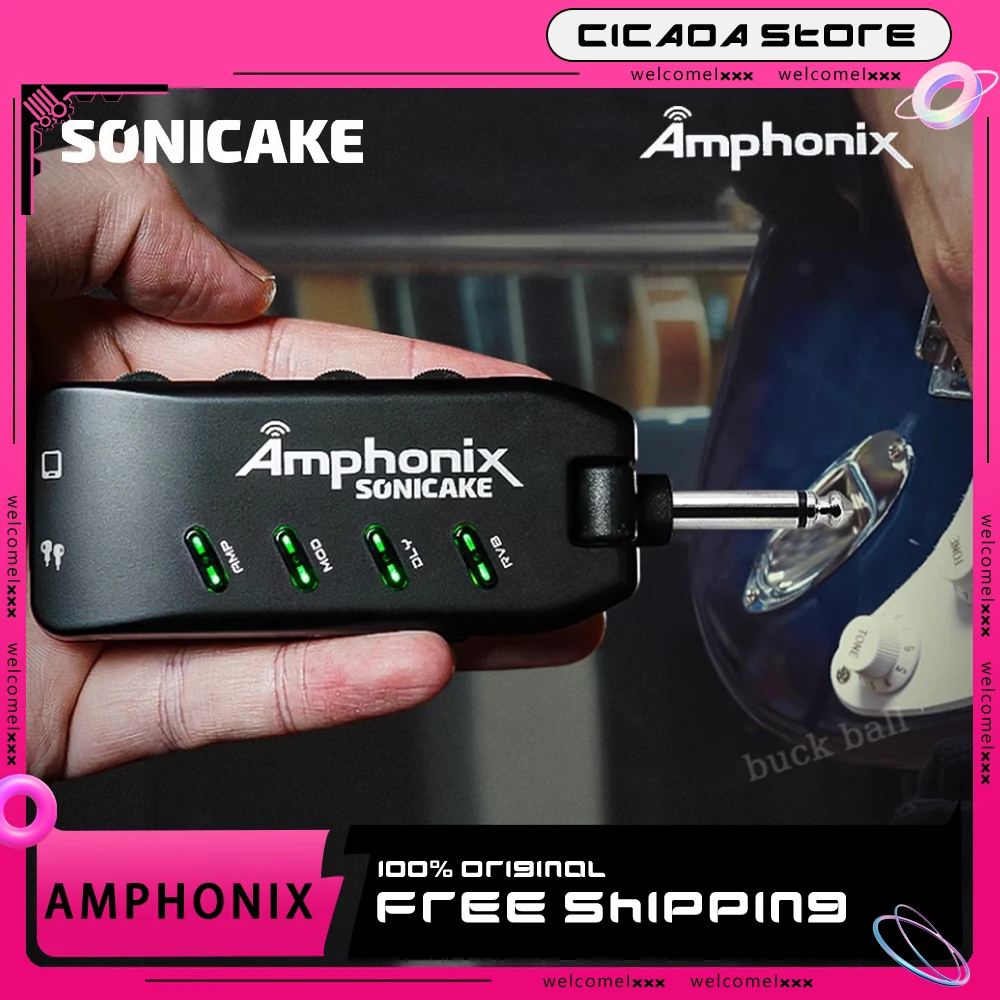 SONICAKE Amphonix Bluetooth Guitar Bass Amplifier Custom Plug-In USB Chargable Portable Pocket Carry-On Multi-Effects QAP-10