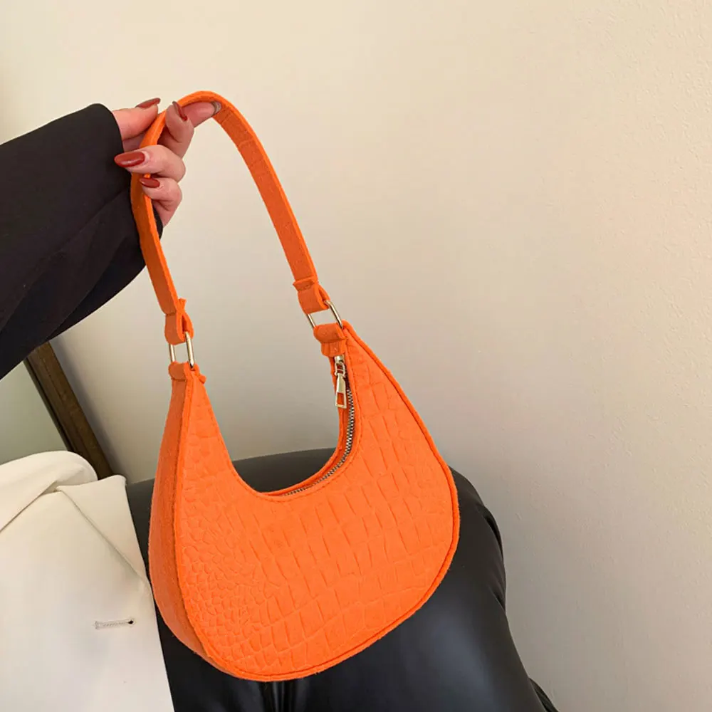 Stone Pattern Underarm Bag for Women, New Korean Style, Solid Color, Simple Crescent Bag, Light Luxury Casual Handbag, Shoulder Bag