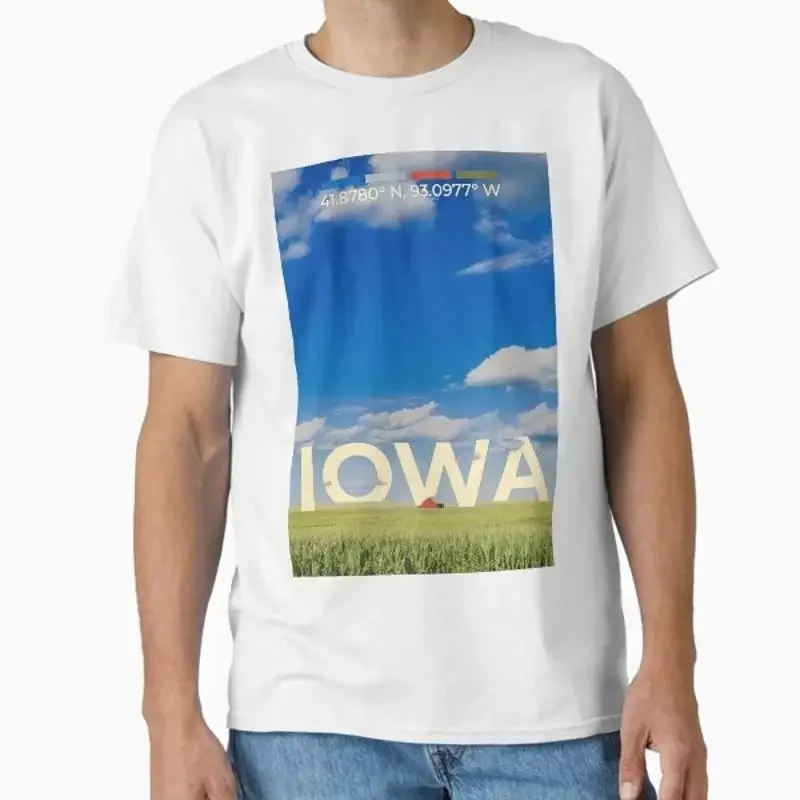 Iowa Travel Poster Classic T Shirt Made in US AUS Size S 2XL