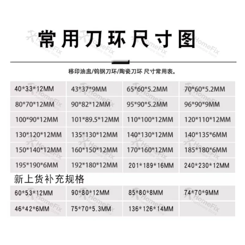 Ceramic Ink Cup Ring Replacement Spare Parts Fit RJ1 RJ-1 Pad Printing Machine OD X ID X H Size