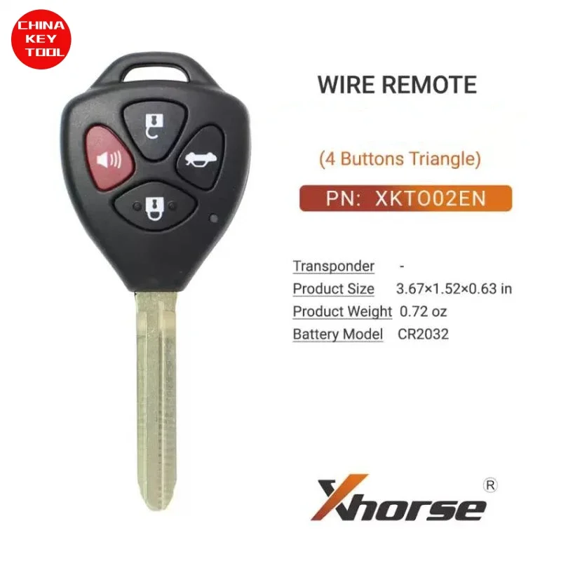 1PCS Xhorse Wire Flip Remote Key For Toyota Style Triangle 4 Buttons XKTO02EN