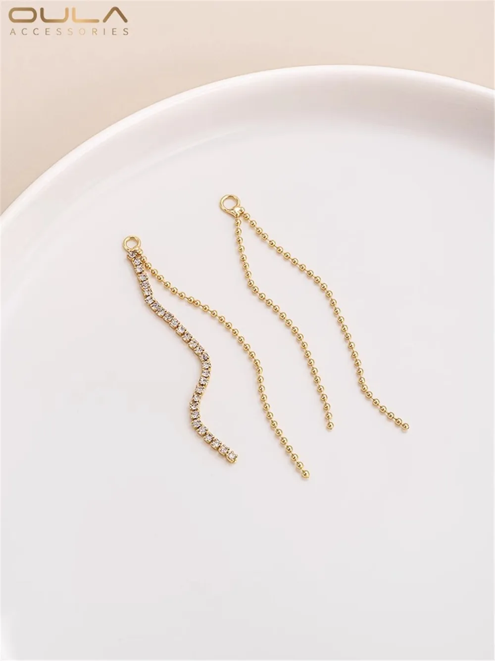 

14K Package Gold Zircon Claw Chain Bead Chain Tassel Chain Ear Thread Handmade DIY Earrings Ear Hanging Accessories Material