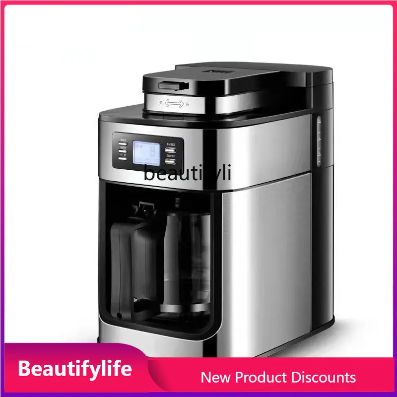 

Fully Automatic Coffee Machine with Fresh Grind for Home and Office, American Style Small Grinder, Drip Coffee Pot