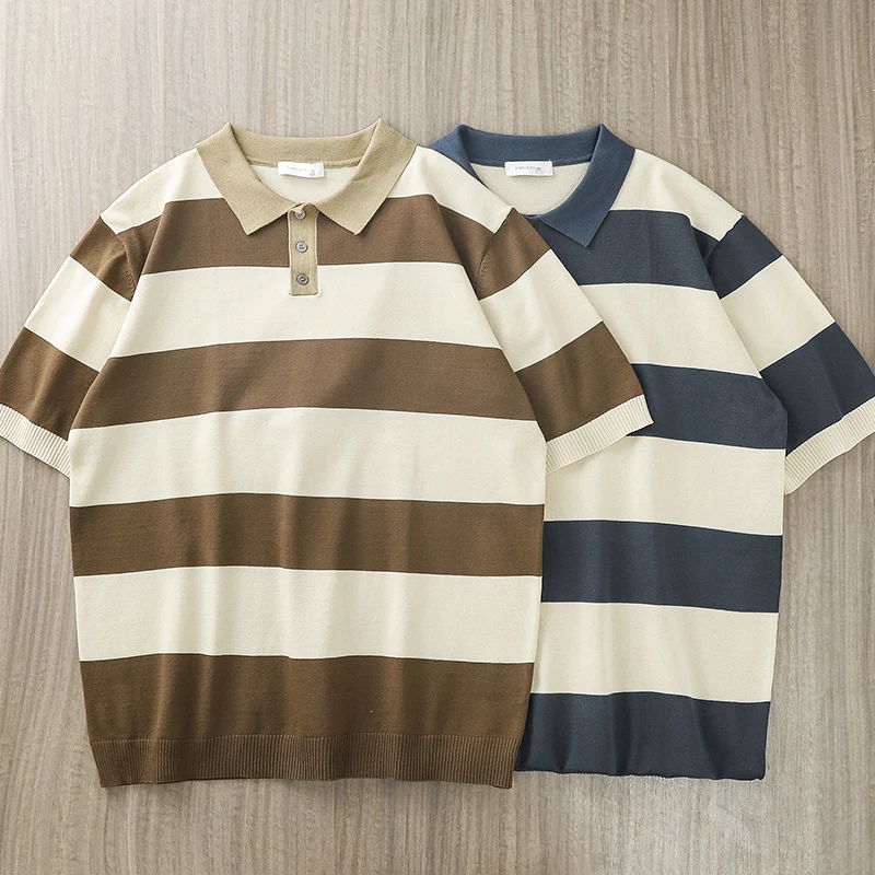 

Men Ice Silk Thin Openwork Knit Lapel Short Sleeve Men's Polo Shirt Slim Polo Shirt Mens Polo Shirts with Short Sleeve R14