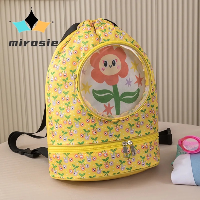 Cartoon Swim Bag for Kids  Backpack Drawstring Storage Bag with Large Capacity for Swimming Travel Toiletries Wet and Dry Bag