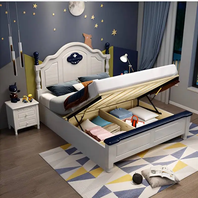 سرير أطفال مزخرف للفتيات باللون الأبيض الشمالي للسلامة بتصميم عصري سرير أطفال فردي مخصص خشبي Lettino Per Bambini أثاث منزلي