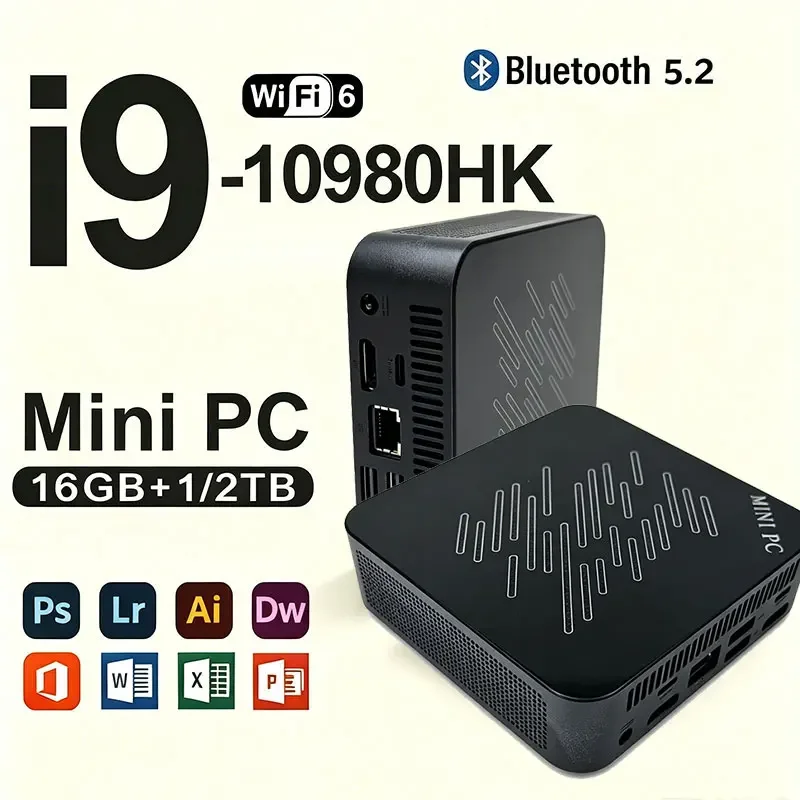 Mini PC Gaming Intal Core I9-8950HK Compact 16GB RAM 1TB/2TB SSD 4K HD WiFi6 BT5.2 Multifunctional Daily Notebook