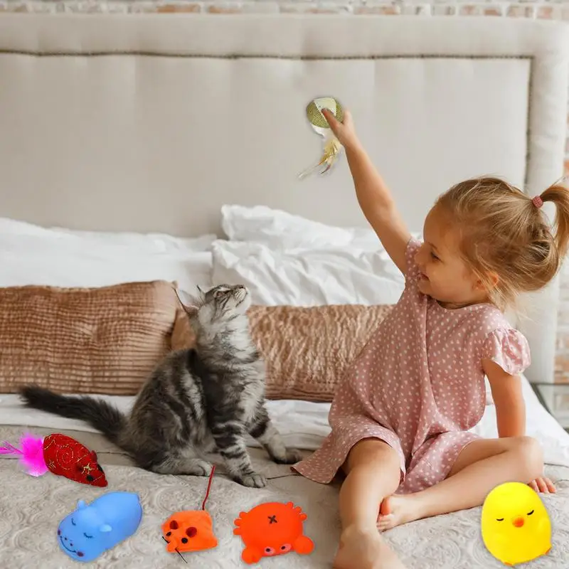 Cat Sound Toys Kittens Catnip Teething Toys Colorful Stuffed Toys Cute Pet Toys For Chewing Biting Relaxing Sniffing