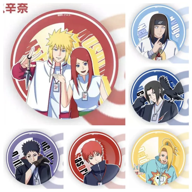 Брошь Наруто Саси Металлические аксессуары Учиха Обито Аниме Ювелирные изделия Намикадзе Минато Броши для женщин Узумаки Кушина Игрушки Подарки