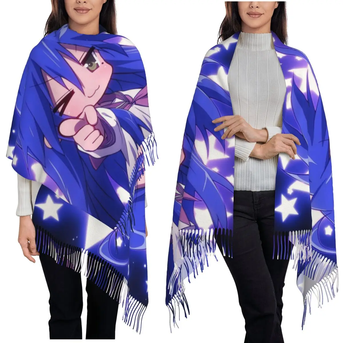 

Konata Izumi Lucky Star аниме шарф с кисточками шарфы для женщин мягкие теплые шали и накидки большая осенне-зимняя шаль