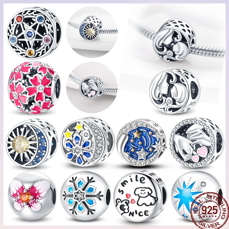 

Exquisite 925 Sterling Silver Round Hollow Star Element Flower Beaded Beads Suitable For Pandora 925 Original Bracelet Diy