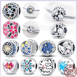 Exquisite 925 Sterling Silver Round Hollow Star Element Flower Beaded Beads Suitable For 3MM 925 Original Bracelet Diy