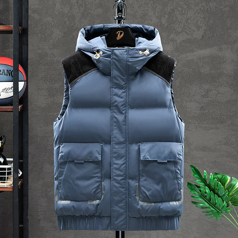 

Мужской пуховый хлопковый жилет Thiened, зимняя новая повседневная рабочая одежда Jacet, большие размеры, оверсайз, с капюшоном, на молнии, цвет