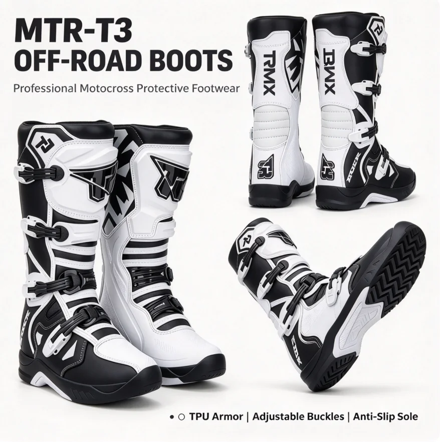 TR T3 Motocross Off Road Boots Men Women All Season Anti-Slip Anti-Fall Motorcycle Racing Protective Riding Boots
