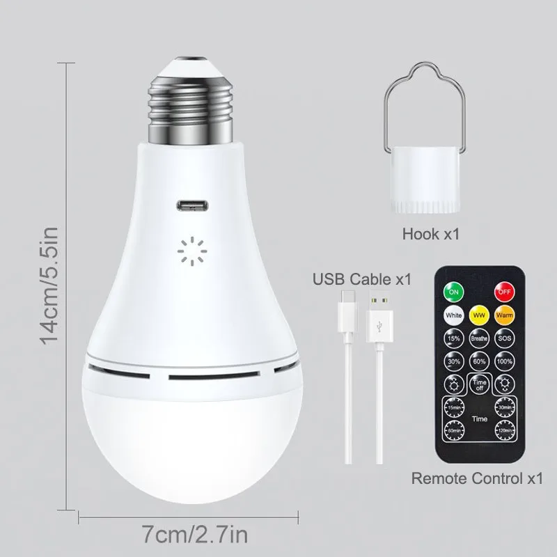 ZAOXI E26 9W RGBWW USB Charging Bulb Light Touch Control Dimming 3 Color Temperature Remote Control Timing 3000K-6000K LED Bulb