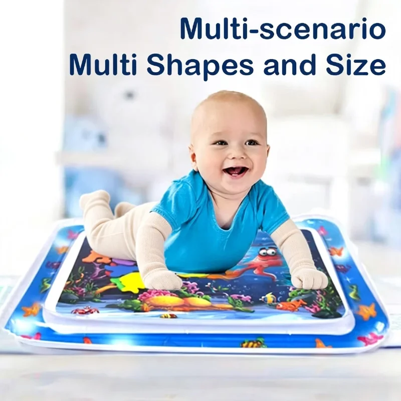 Square Circle Inflatable Baby Water Play Mat Infant Toddler Kid Tummy Time Water Pad Cushion Early Educate Develop Activity Gift view 4