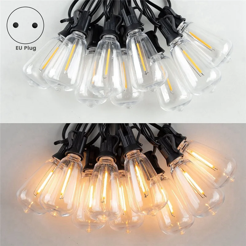 ST38 LED Light String Patio Shatterproof Lights Waterproof Light String For Bistro Porch Deck Backyard EU Plug