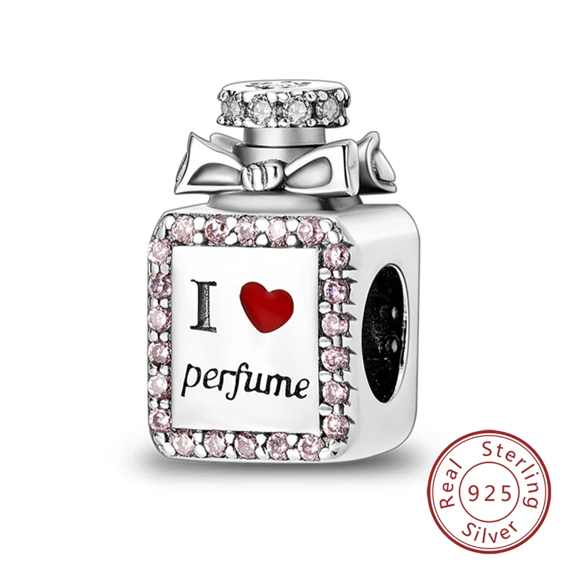 Charm-Anhänger aus 925er-Sterlingsilber, rosa, passend für Original-Charm-Armbänder, Halsketten, Perlen, DIY-Schmuckzubehör