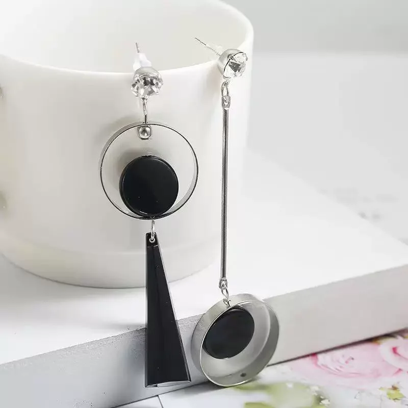 Asymmetric AB Version Circle European And American Fashion Exaggerated Long Earrings Personality Pendientes Boucle OreilleFemme