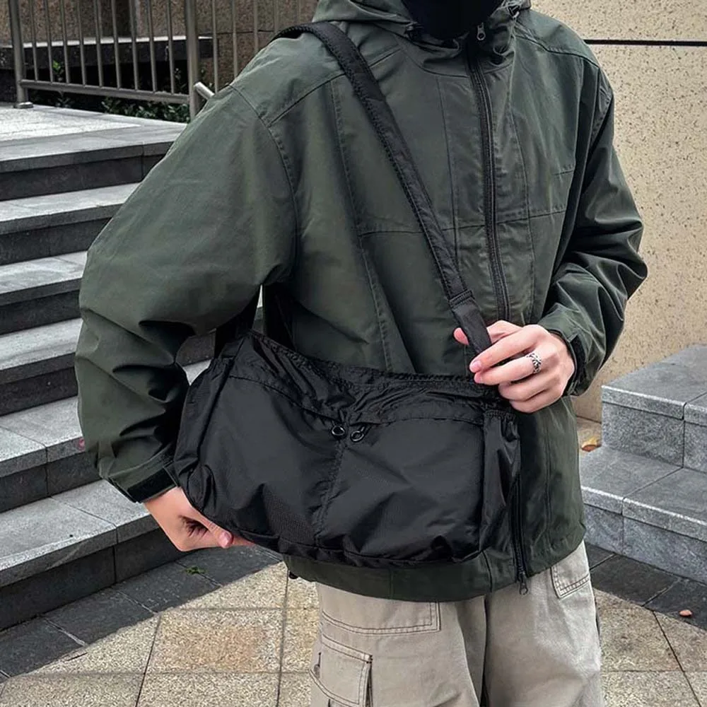 Oxford Cloth Men's Crossbody Bag Large Capacity Solid Color Outdoor Travel Pouch Multi Functional Adjustable Strap