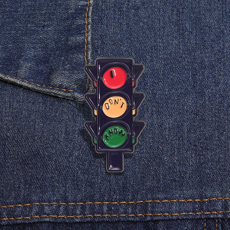 Traffic Light Brooch I Don't Know Enamel Pins Funny Cartoon Decorative Brooch Backpack Lapel Badge Jewelry Gift for Kids Friends