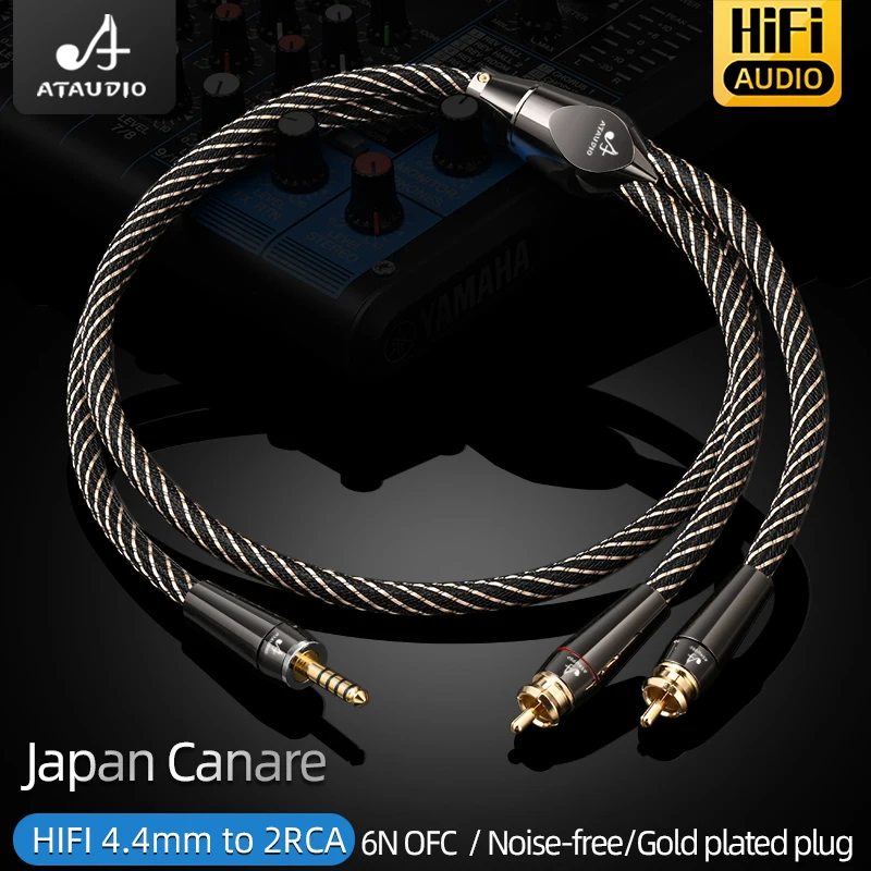 Hi-end HiFi Audio 4.4mm to 2RCA Cable 6N OFC Balanced Y Splitter Jack to RCA Male Adapter for Amplifier Mixer