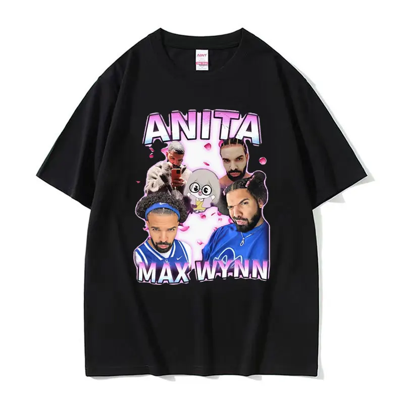 أنيتا ماكس وين دريك مضحك ميمي الجرافيك تي شيرت للرجال والنساء ، ريترو الهيب هوب نمط الصيف طباعة 100% القطن الخالص تي شيرت #1