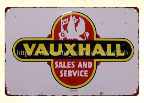 wall nostalgic living VAUXHALL CARS AUTOMOBILE DEALERSHIP DSP metal tin sign