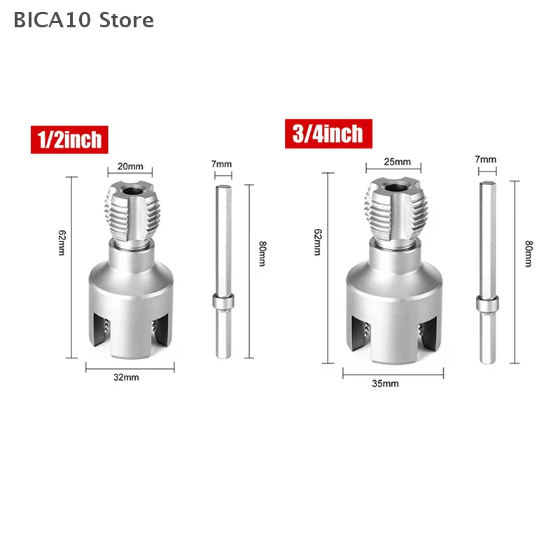 Integrated Internal & External Pipe Threading Tool PVC Pipe Threader Pipe Threading Tool 1/2'' 3/4'' Dies Electric Drill