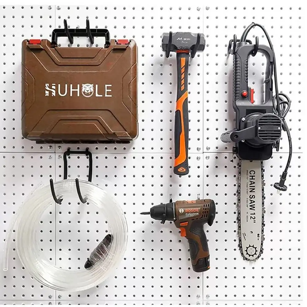 Hole Plate Rack Pegboard Power Tool Holder Organizer Tool Hanger Rack Garage Storage Hooks Wall Mounted Holder Pegboard Hooks