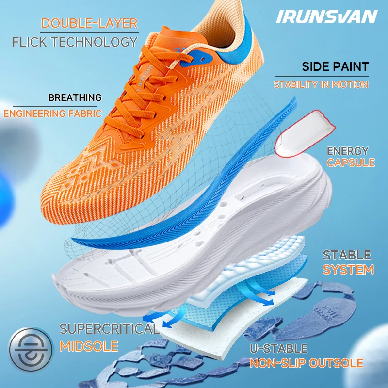 IRUNSVAN Supercritical Light Air Cushion Running Shoes Jaka Mesh Jump Rope Skipping Running Shoes 2024 Marathon Sneaker For Men