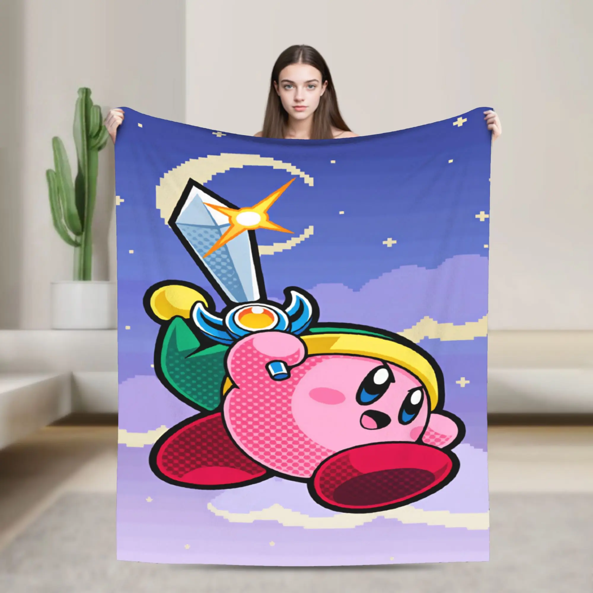 K-Kirbies  Warm Soft Blanket  Airplane Travel Plush Throw Blanket Pattern Bedroom Flannel Bedspread Sofa Bed Cover