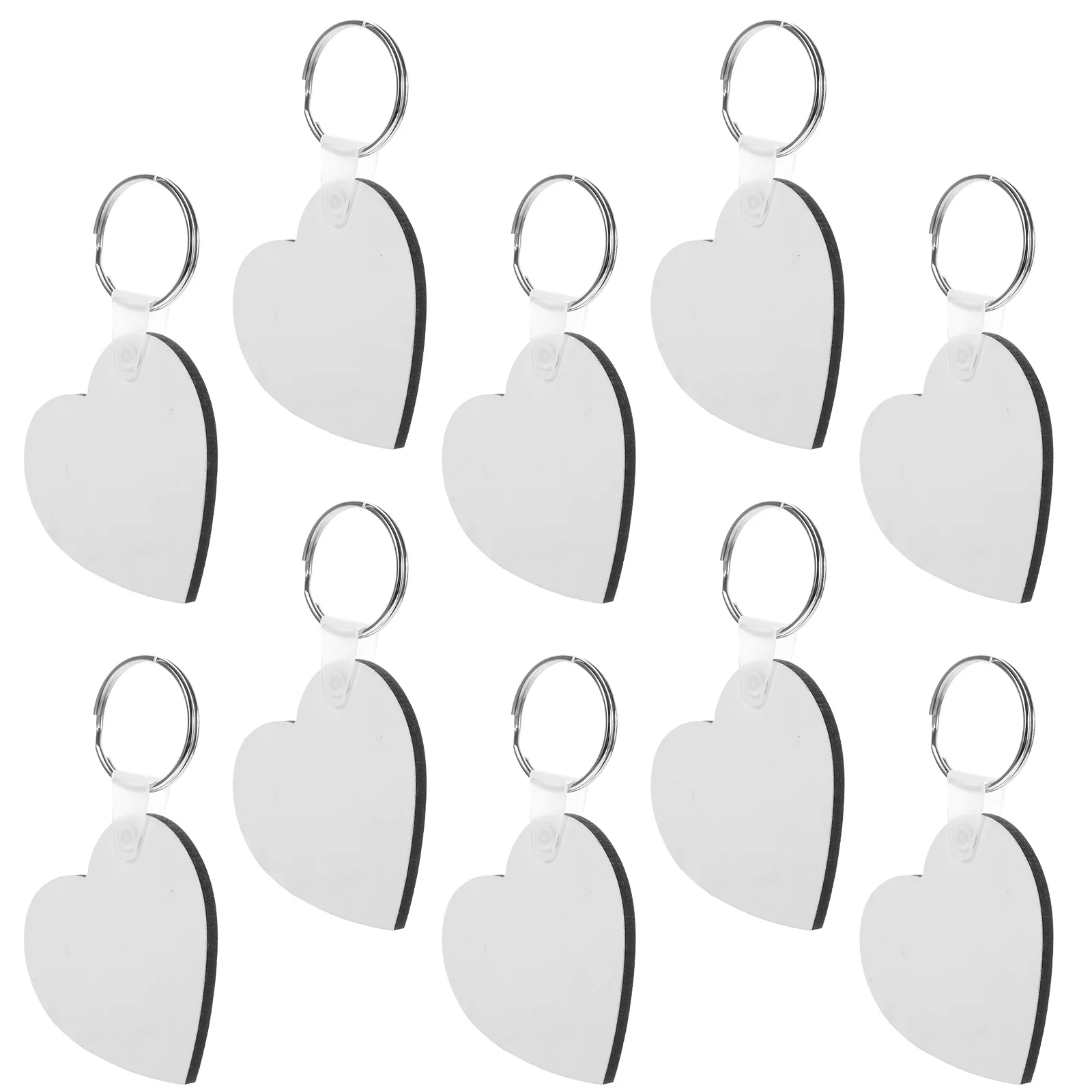 10 قطعة سلسلة المفاتيح على شكل قلب الفراغات التسامي Craft بها بنفسك الحرفية حلقة رئيسية قلادة الزخرفية نقل الحرارة لحقيبة العلامات حلية