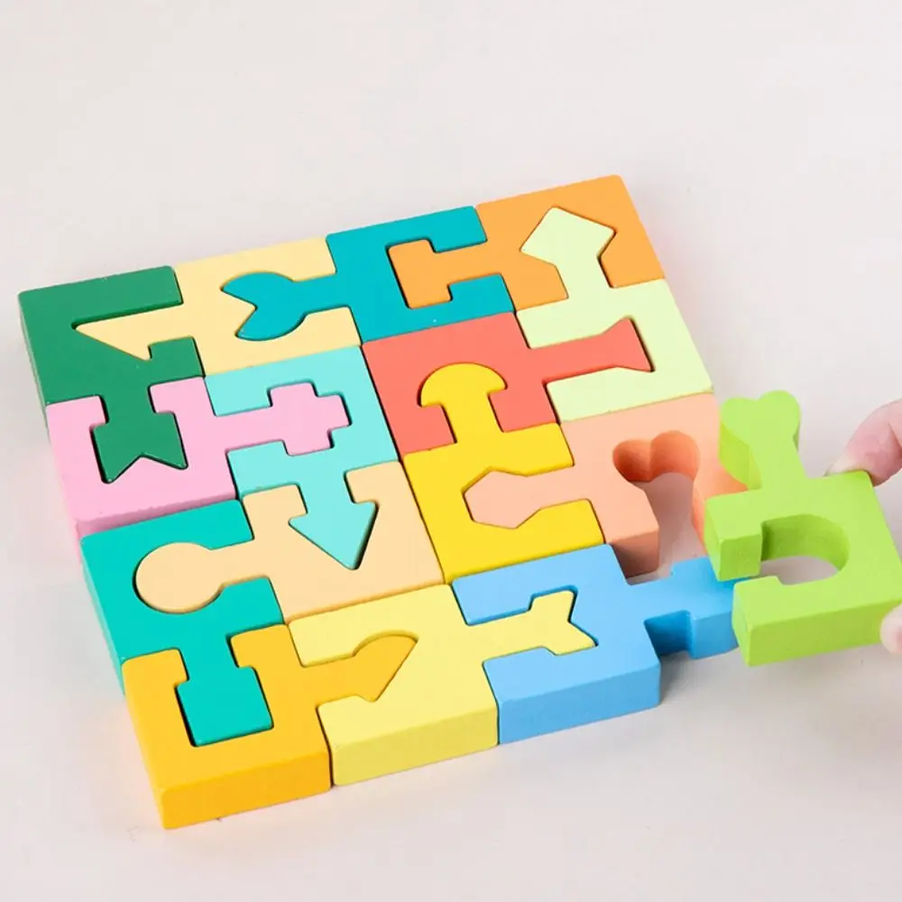 Planches de Puzzle tridimensionnelles en bois, formation spatiale, forme géométrique éducative, Puzzle assorti, pensée logique colorée
