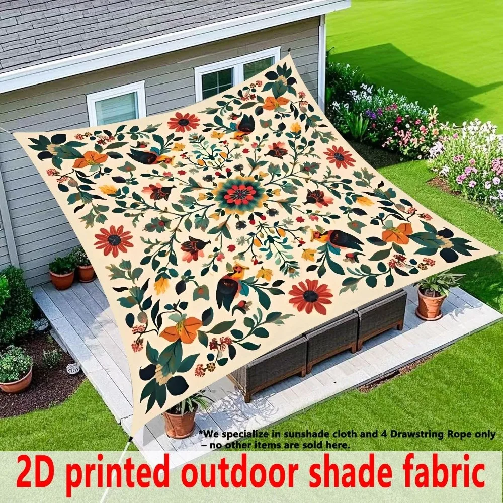 Waterproof Floral Printed Canopy Cloth Cover UV Resistant Dacron Sunshade Ceiling Cover Bohemian Style Sunshade Tent Beach