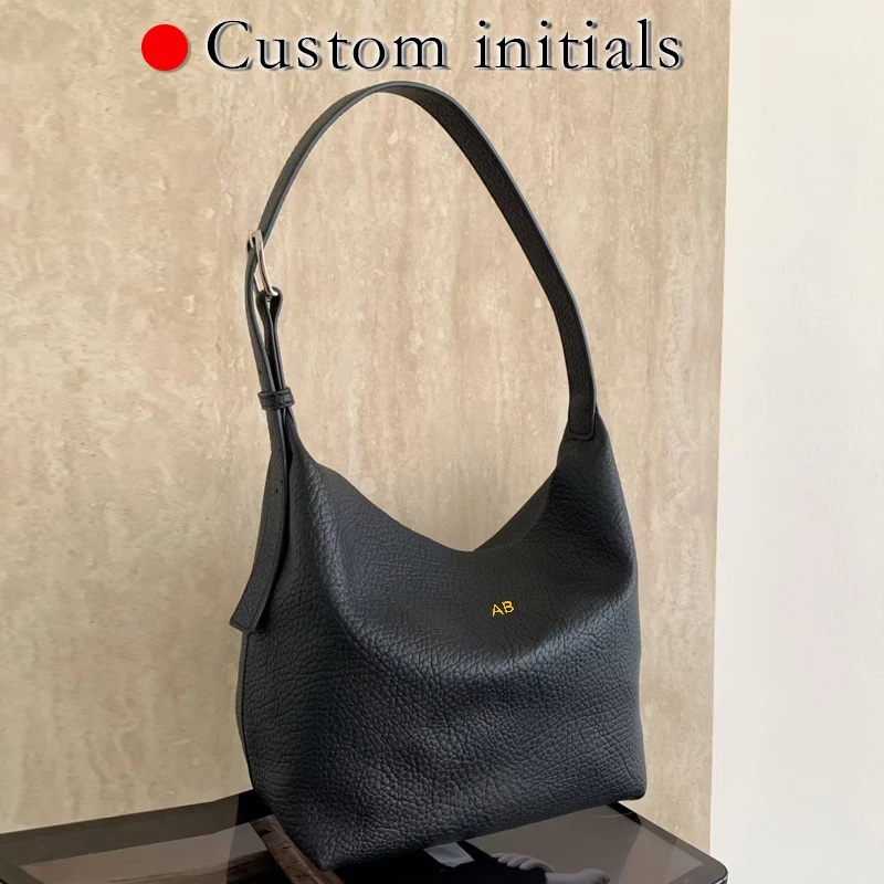 

Custom Initials Genuine Leather The Bucket Bags For Women Luxury Designer Handbags Purses 2026 New In Cowhide Underarm Shoulder