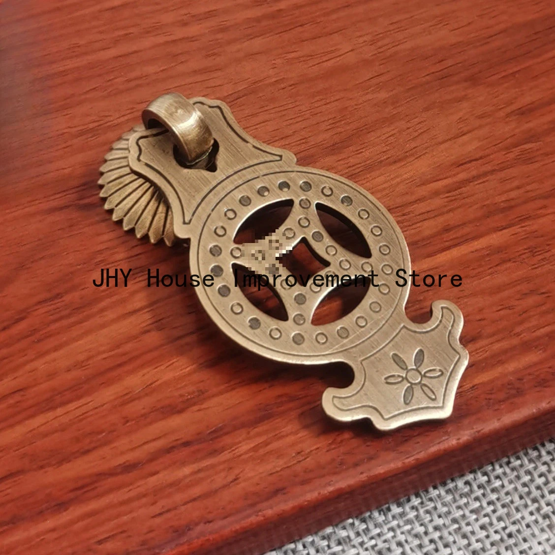 4 Pieces Chinese Style Brass Drawer Cupboard Door Knobs Coin Pendant Pulls Kitchen Cabinet Furniture Handles