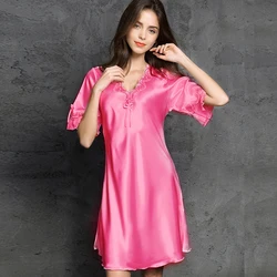 Fashion Ladies Lace Sexy Sling Nightdress Women's Sexy Lingerie Satin Sleepwear Lace Nightwear Homewear pyjama femme Loungewear