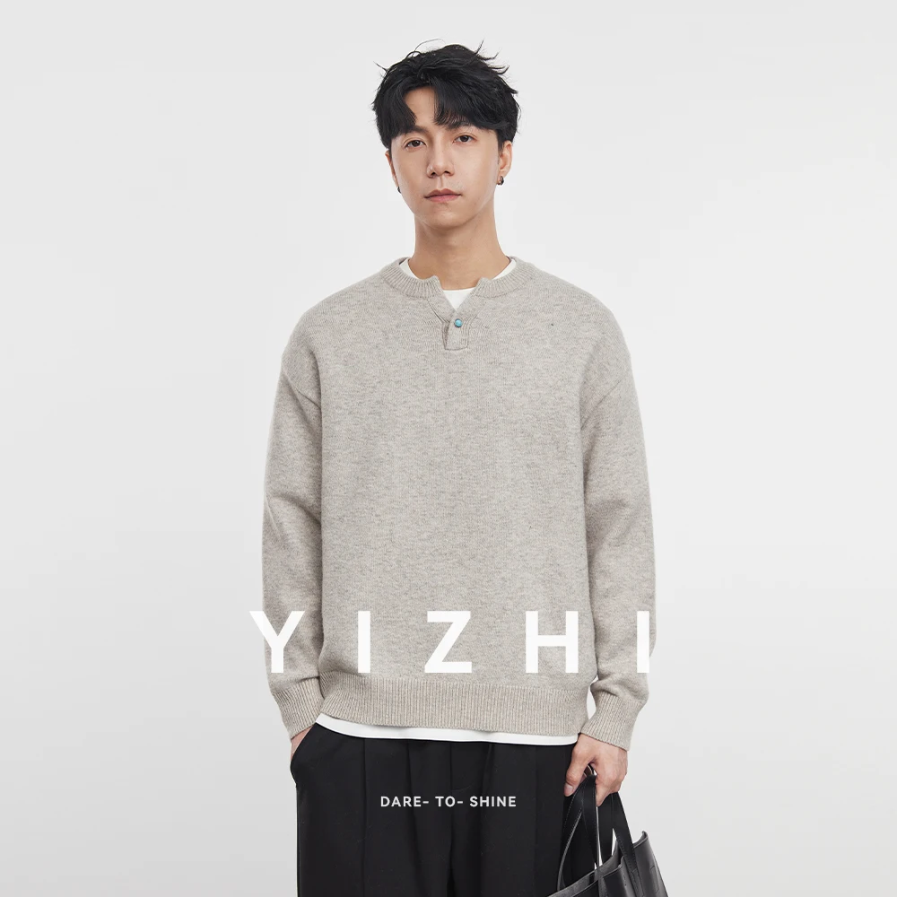 

Fashion Men's American Henley Collar Sweater 2025 Autumn and Winter New Loose Long Sleeve Top Knit Cardigan Men's Pullover