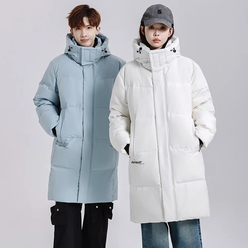 -20 ° C Piumini invernali da uomo riempiti con piumino d'oca di alta qualità al 90%, parka lungo da uomo, cappotto da neve da donna